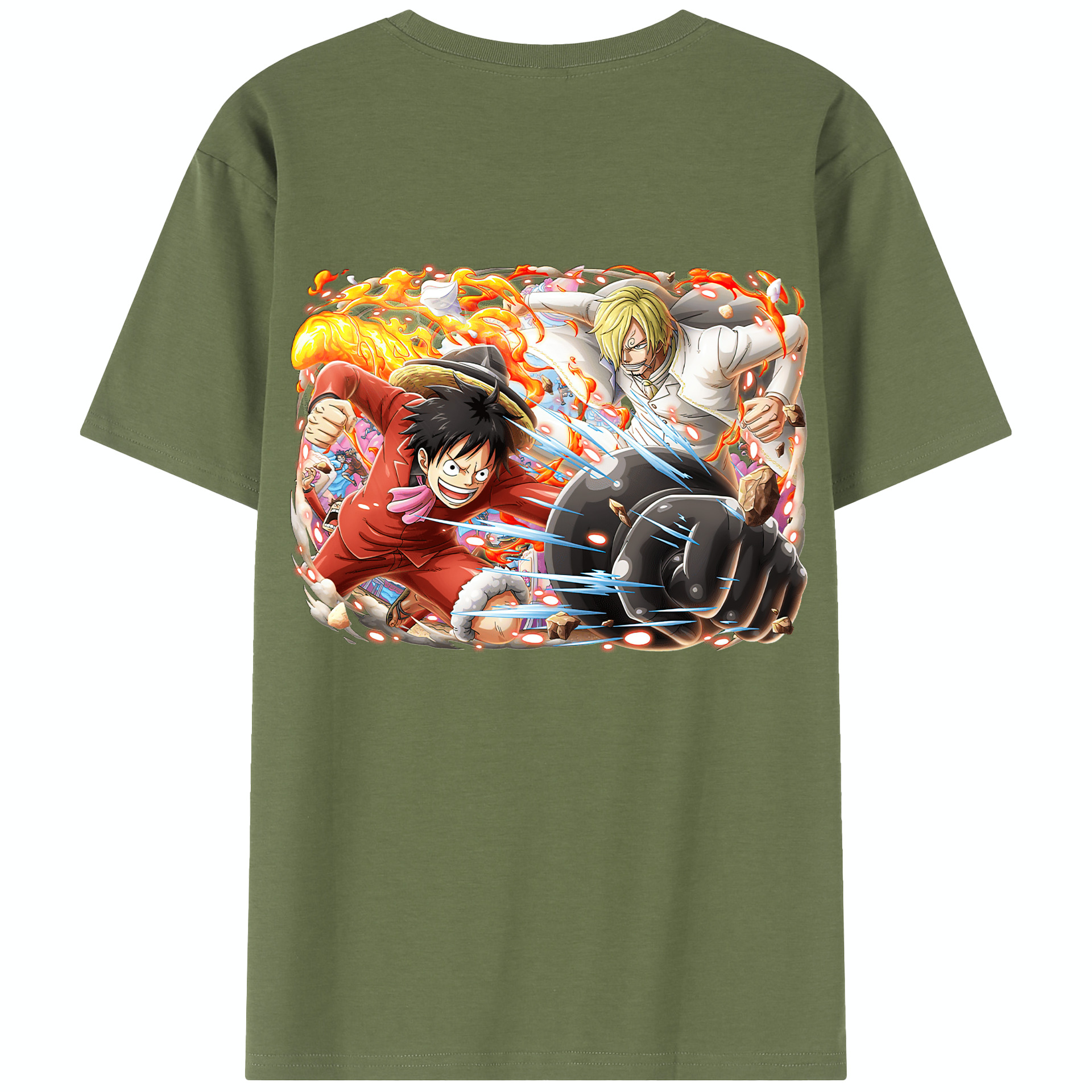 ワンピース モンキー・D・ルフィ ONE PIECE Monkey D. Luffy 綿100％半袖Tシャツ（背面プリント）